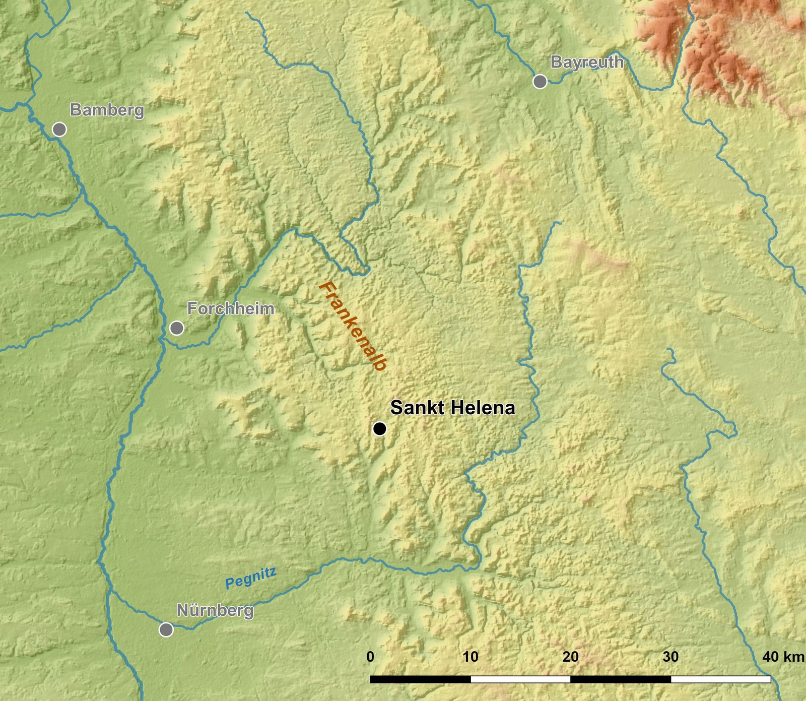 Lage des Fundplatzes Simmelsdorf-St. Helena in der Fränklischen Schweiz