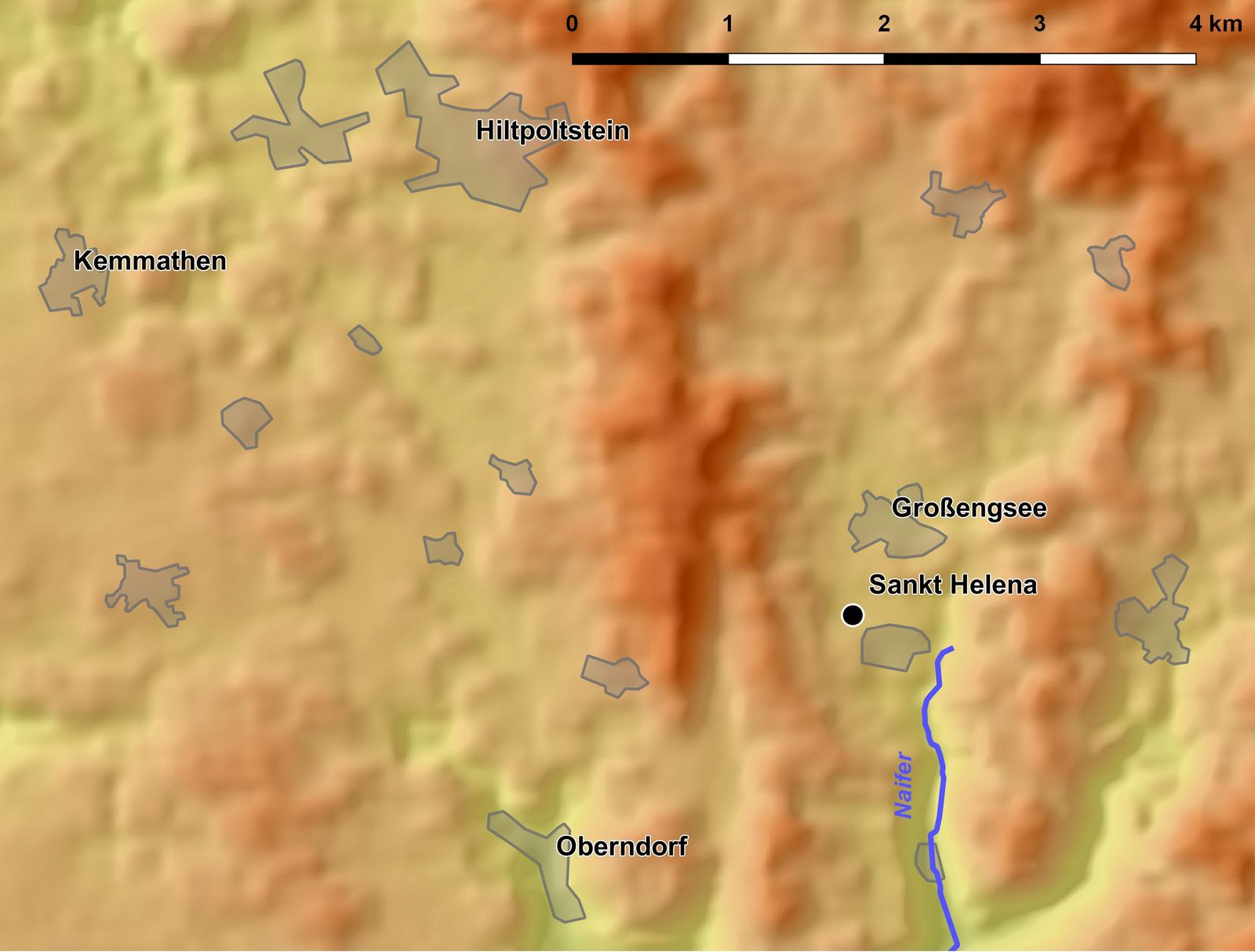 Lage des Fundplatzes Simmelsdorf-St. Helena zwischen Großengsee und St. Helena