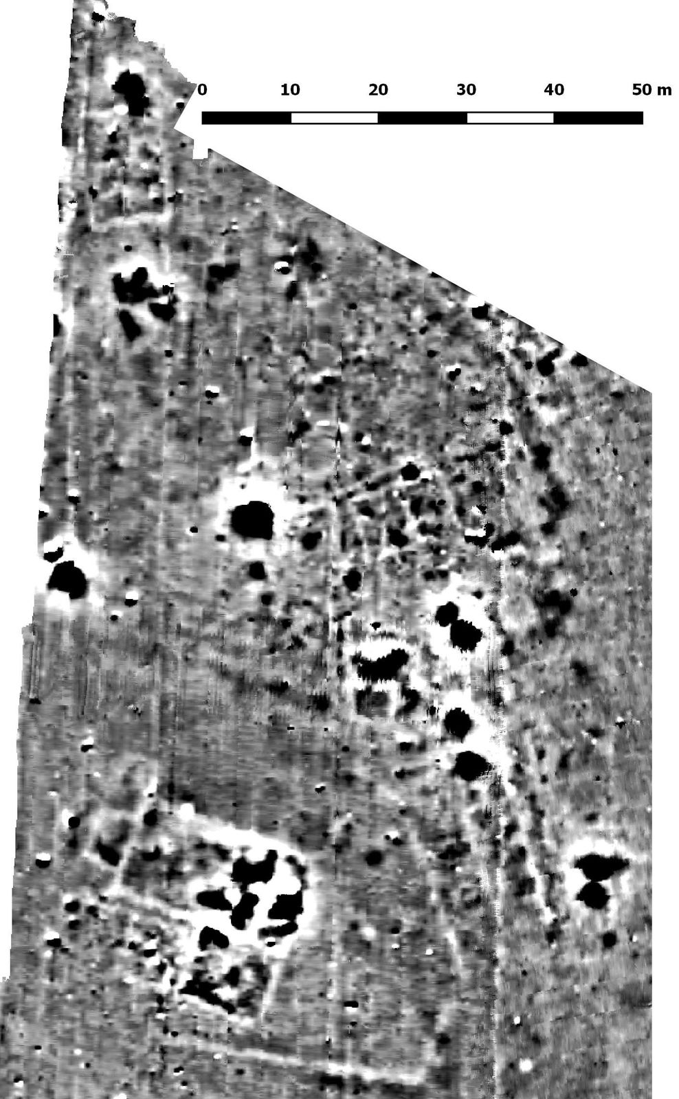 Războieni-Cetate. Ausschnitt aus dem Magnetogramm mit einer Gebäudegruppe am Rand des vicus.