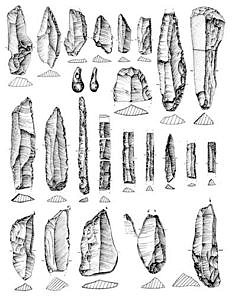 Sesselfelsgrotte, Artefakte Schicht C1-2, Zeichnung