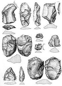 Sesselfelsgrotte, Artefakte Schicht E3, Zeichnung