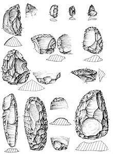 Sesselfelsgrotte, Artefakte Schicht G2, Zeichnung