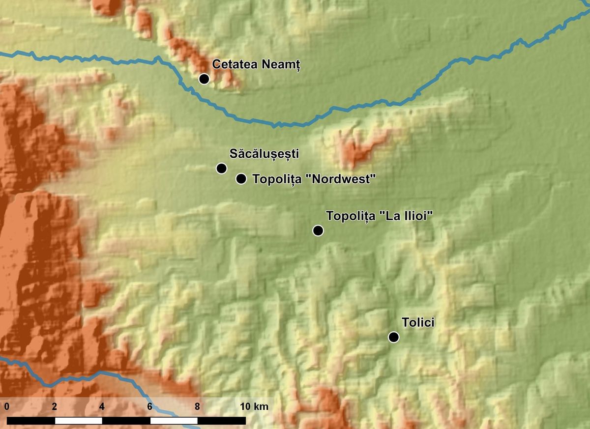 Übersicht über die Lage der Fundplätze in der Neamț-Senke.