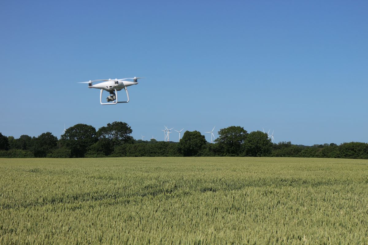 UAV auf dem Weg zum Grabhügel.