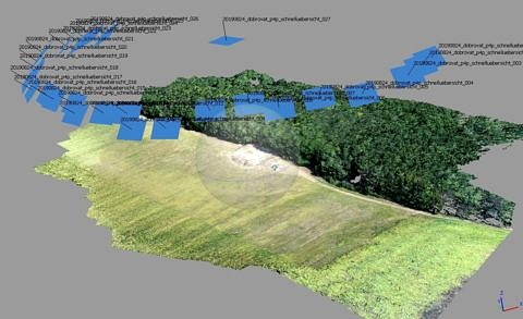 Eines von mehreren Drohnenmodellen: ein Überblick über die Lage des Fundplatzes.