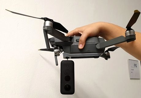 Das komplette System: DJI Mavic Pro, 3D-Druck-Adapter und Insta360 One X-Kamera