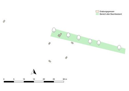 Aschach a.d. Donau: Übersicht über die Grabungsschnitte.