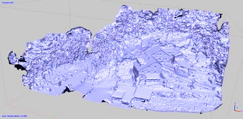 UAV-3D-Modell der Felswand mit der Felsenhäuslhöhle