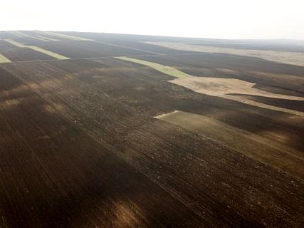 In Scânteia zeigen helle Strukturen den Graben und die Hausbefunde an. Hier entpuppten sie sich leider nur als Erosionsartefakte.