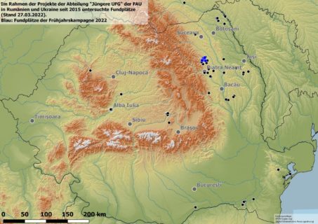 Lage der die in der Frühjahrskampagne 2022 bisher besuchten Fundplätze