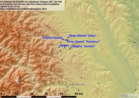 Lage über die in der Frühjahrskampagne 2022 bisher besuchten Fundplätze im Detail