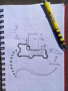 Cetatea Neamţ: Die Zeichnung des Kollegen erklärt die Baugeschichte der Festung.