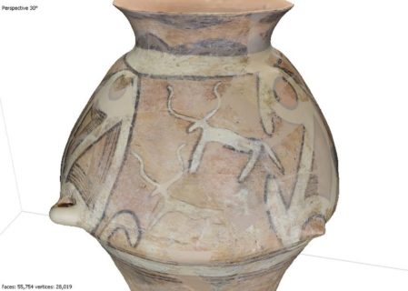 Detail am 3D-Modell 1: Stierfiguren auf einer Cucuteni-Amphore.