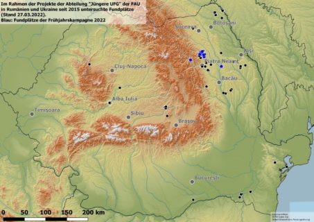 Lage der die in der Frühjahrskampagne 2022 besuchten Fundplätze.