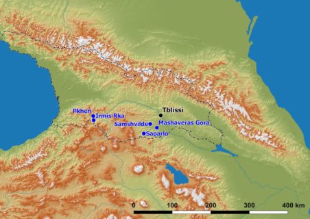 Lage der 2022 in Georgien prospektierten Fundplätze.