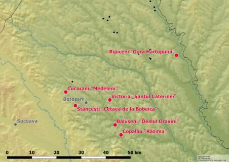 Lage der bisher bei #prospekt2023_1 im Kreis Botoşani besuchten (rot) und seit 2014 von der UFG-FAU