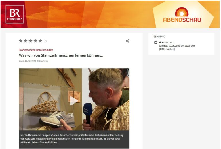 Bayerischer Rundfunk berichtet über Ausstellung ‚Steinzeit – einfach genial‘ im Stadtmuseum Erlangen