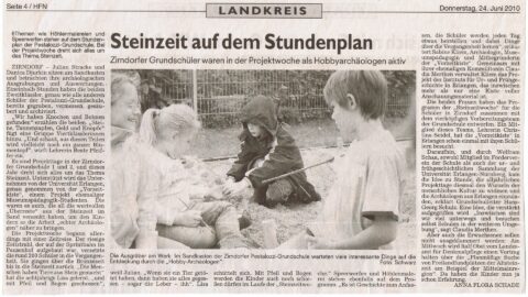 Vorzeitkiste in den Medien: Aktion an der Zirndorfer Grundschule I